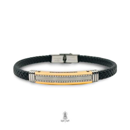 Pulseira em Pele e Aço