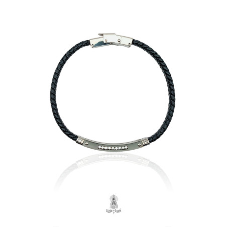 Pulseira em Pele e Aço