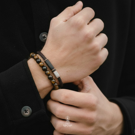 Pulseira em Pele e Aço