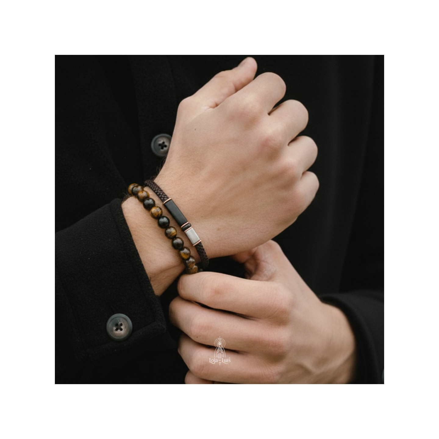 Pulseira em Pele e Aço