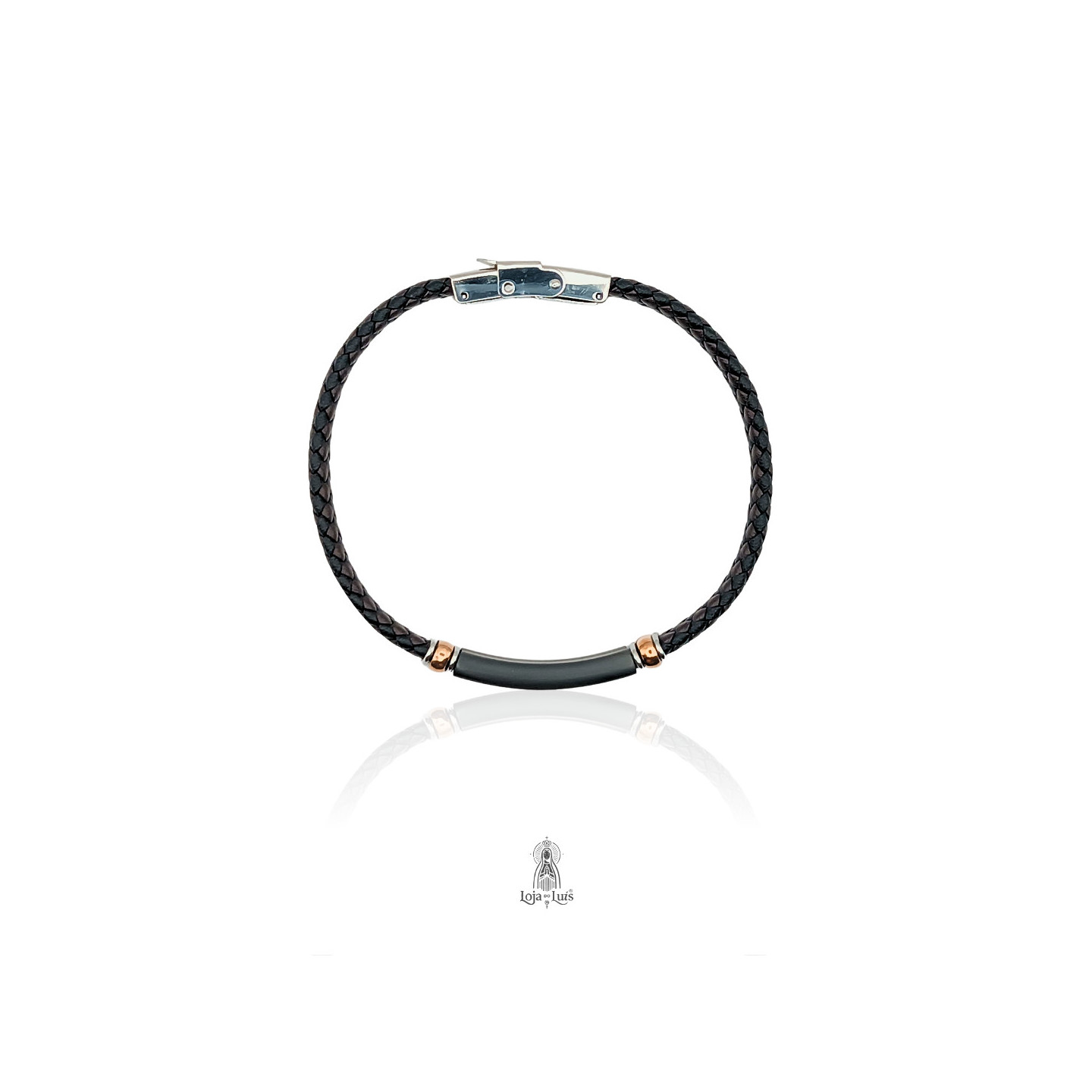 Pulseira em Pele e Aço