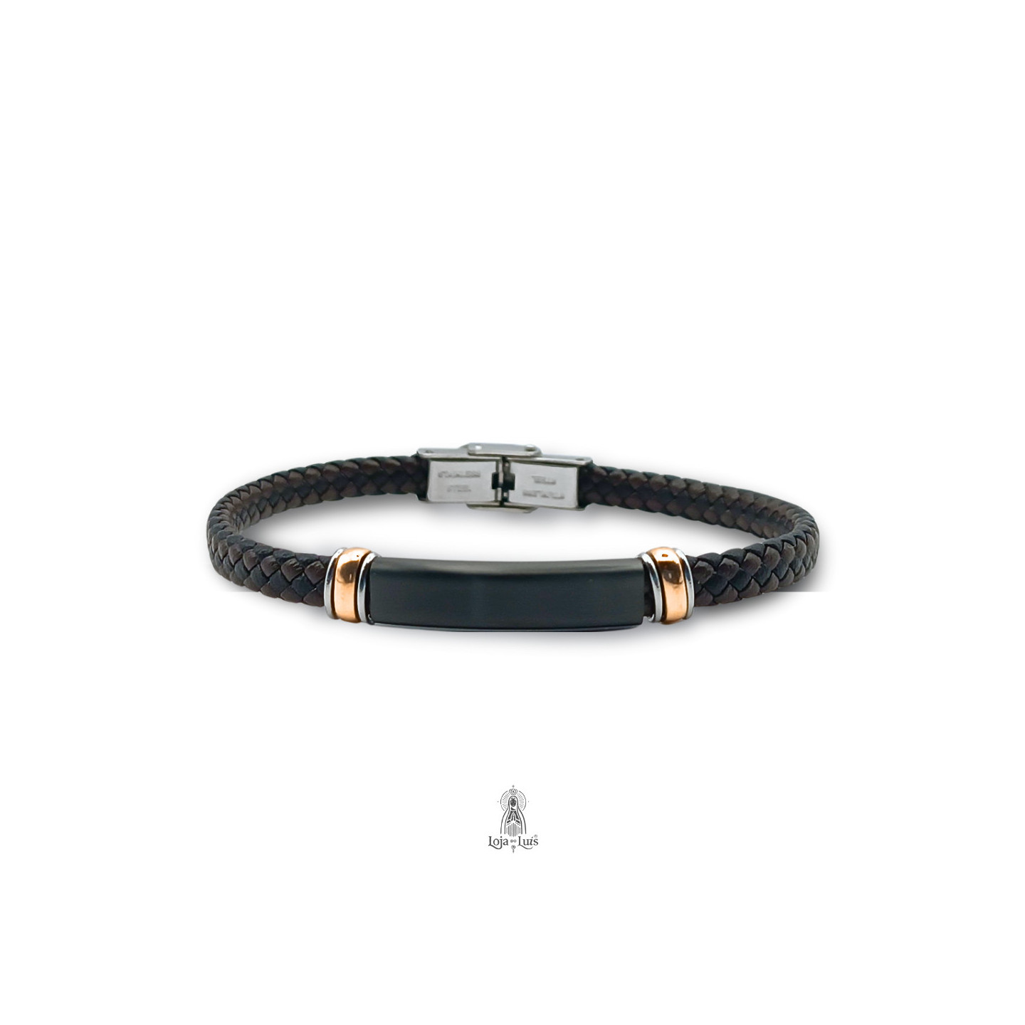 Pulseira em Pele e Aço