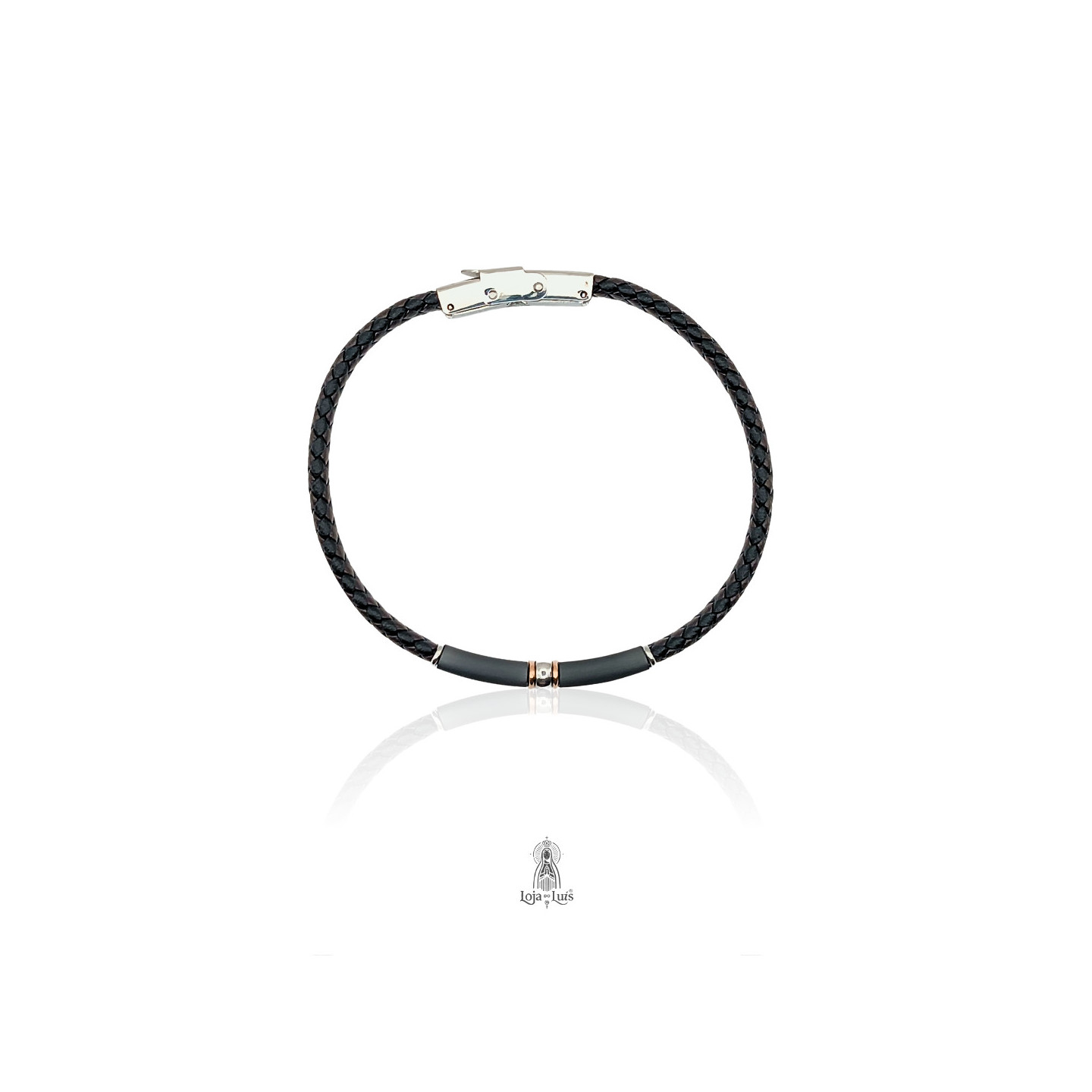 Pulseira em Pele e Aço