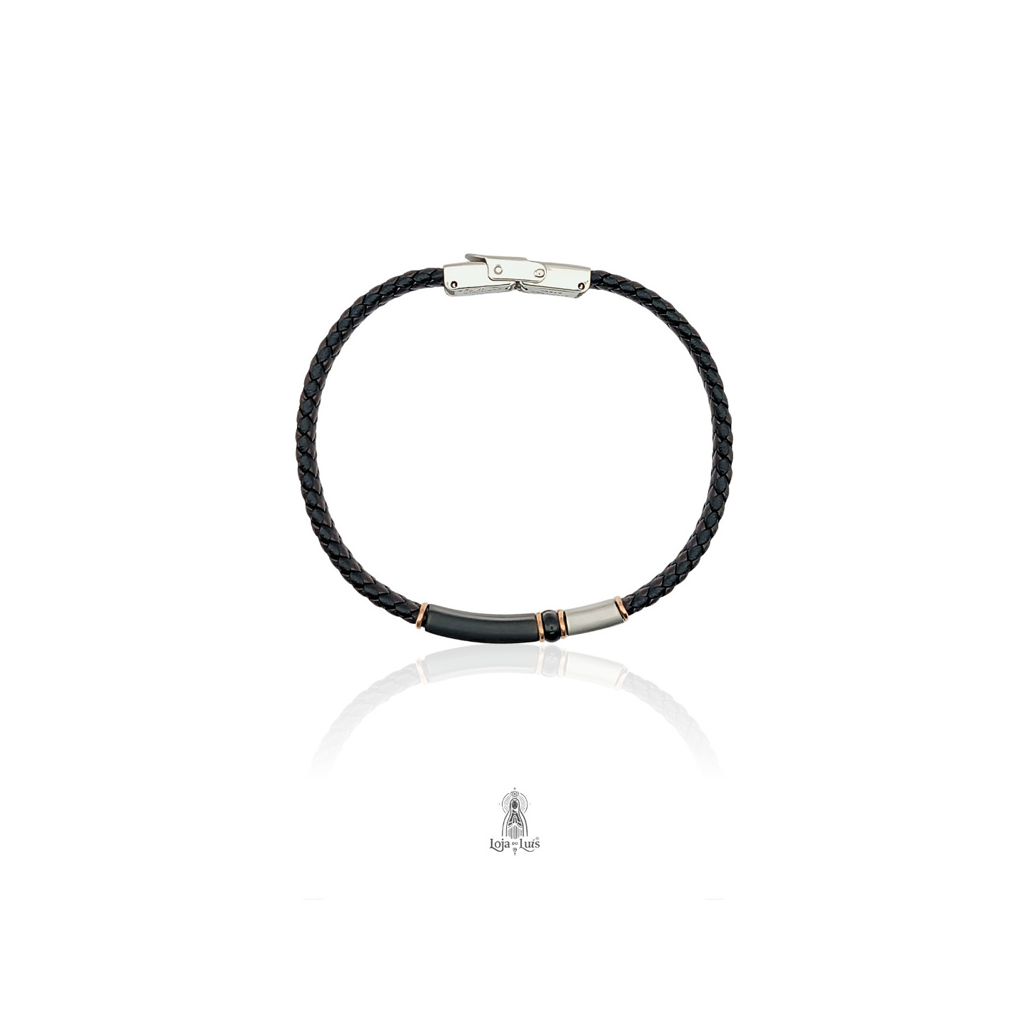 Pulseira em Pele e Aço