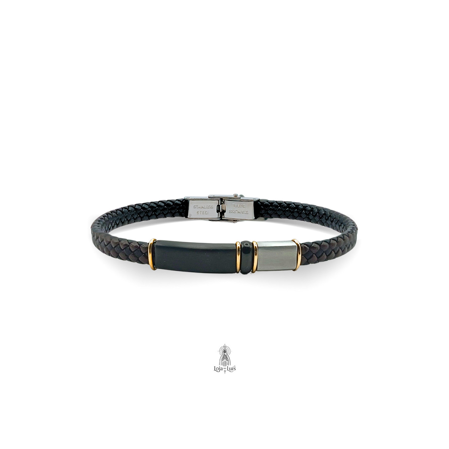 Pulseira em Pele e Aço