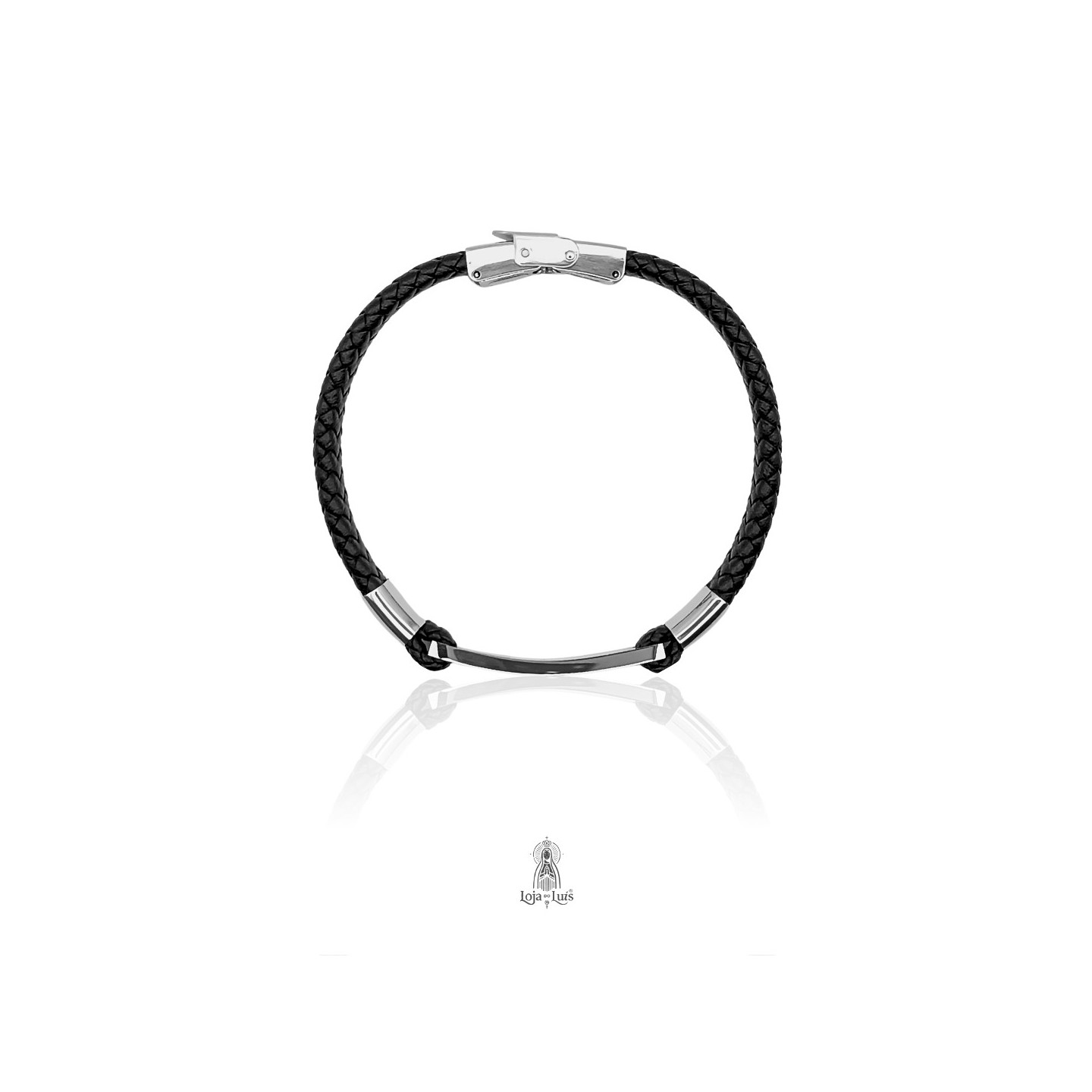 Pulseira em Pele e Aço