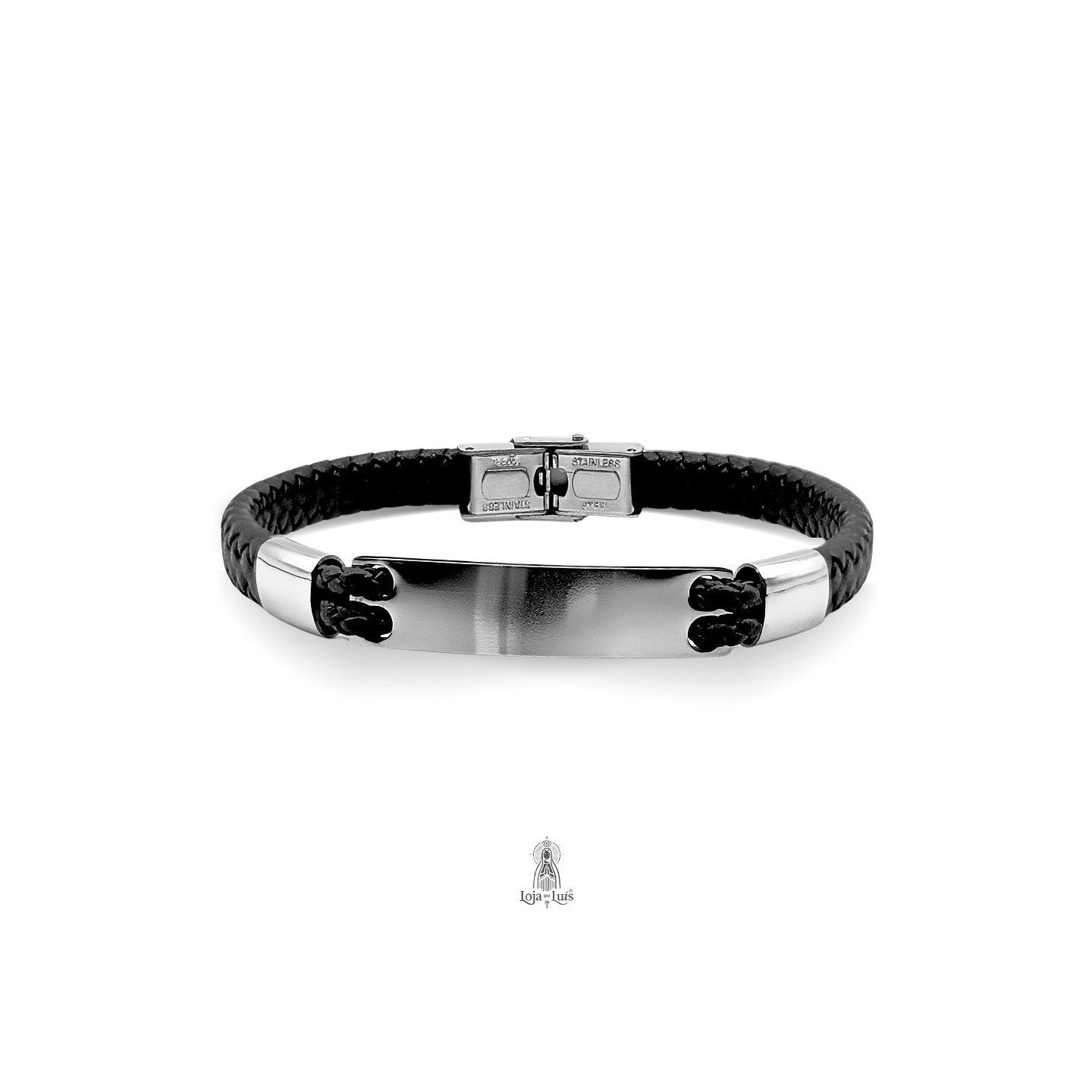 Pulseira em Pele e Aço