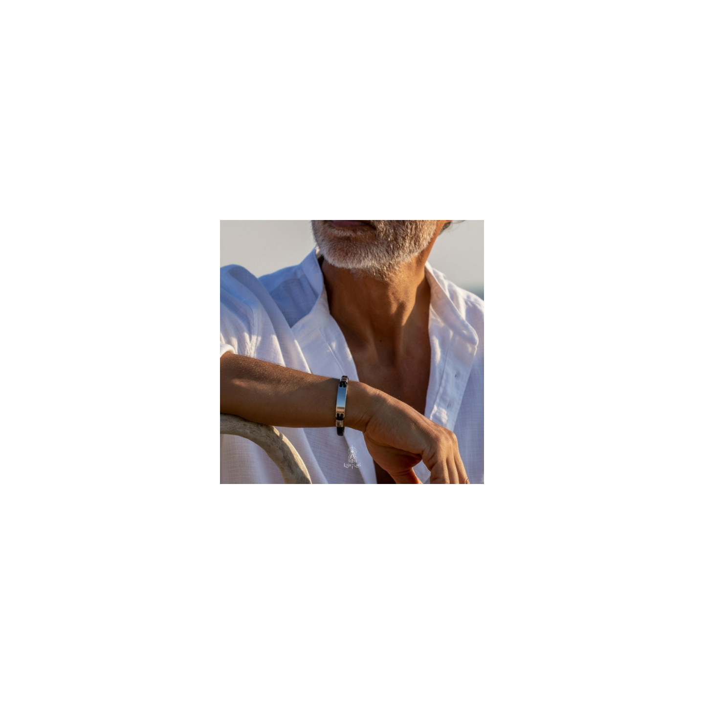 Pulseira em Pele e Aço