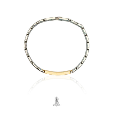 Pulseira Grega em Aço Bicolor