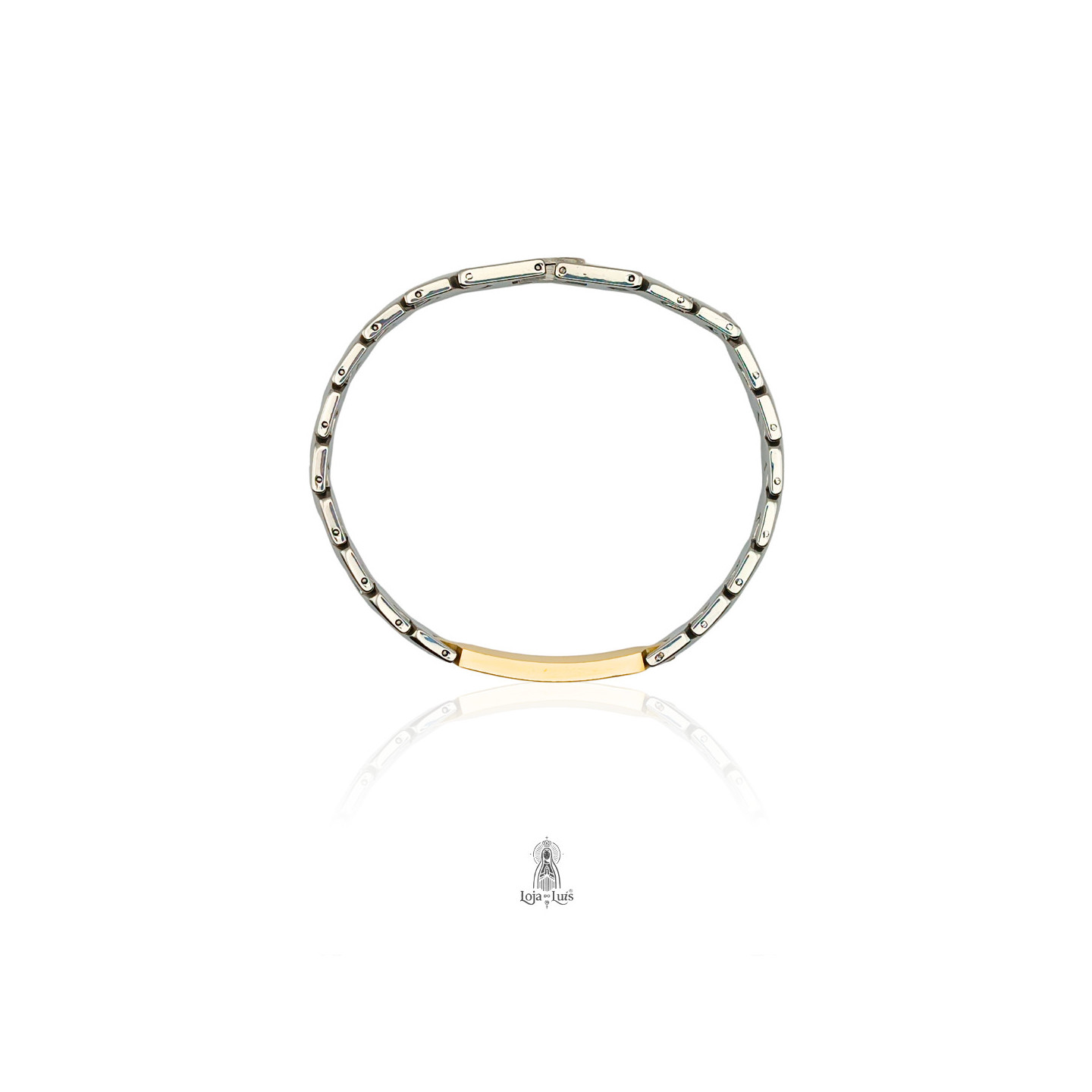 Pulseira Grega em Aço Bicolor