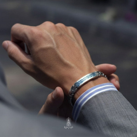 Pulseira Grega em Aço Bicolor