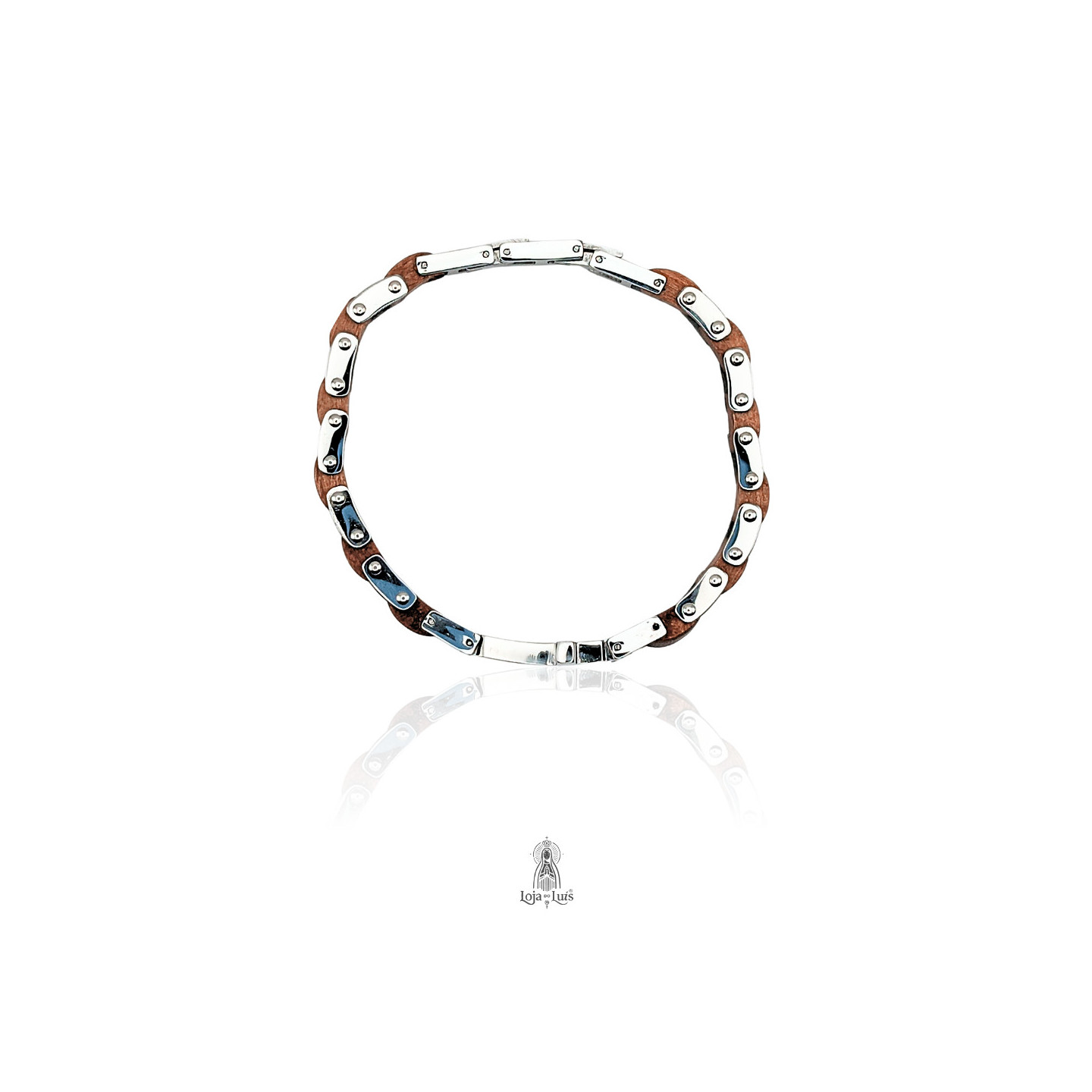 Pulseira Cruz Latina em Madeira e Aço