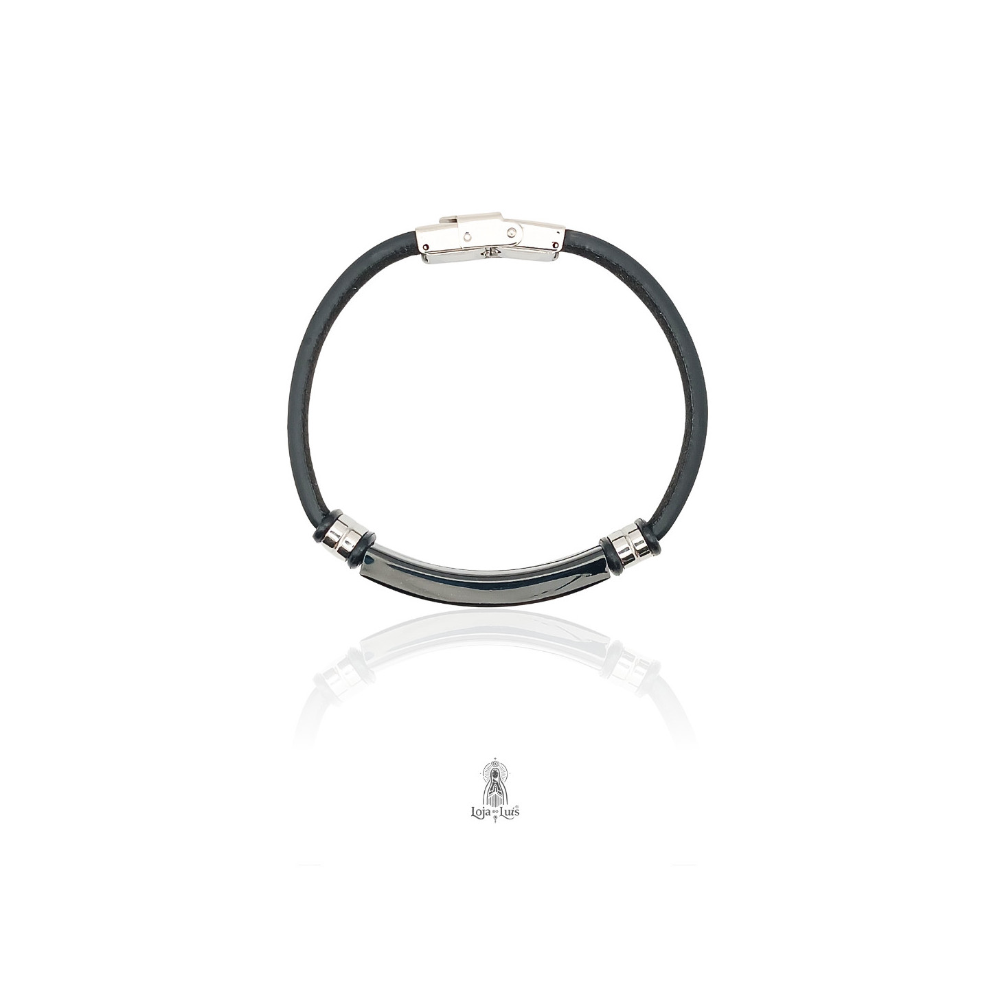 Pulseira em Pele e Aço