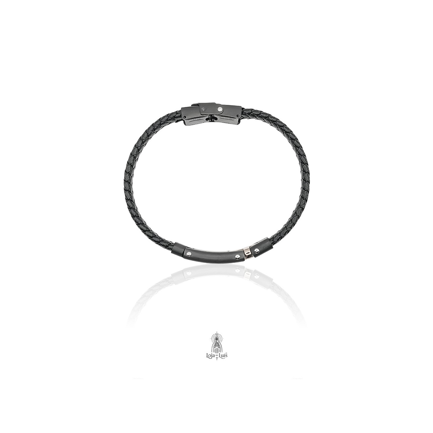 Pulseira em Pele e Aço