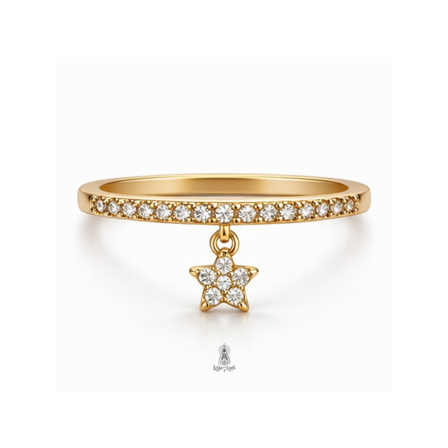 Meia Aliança com Cristais e Estrela