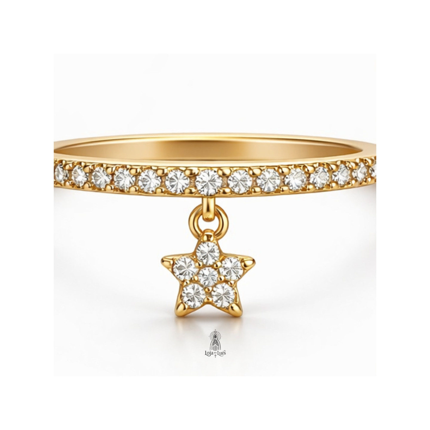 Meia Aliança com Cristais e Estrela