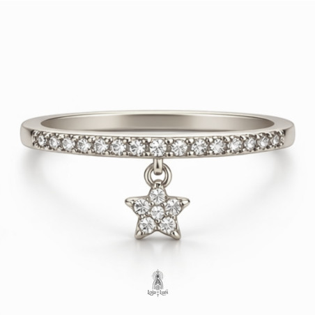 Meia Aliança com Cristais e Estrela