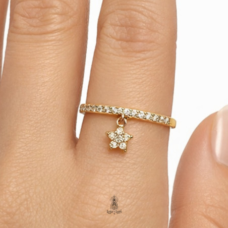 Meia Aliança com Cristais e Estrela