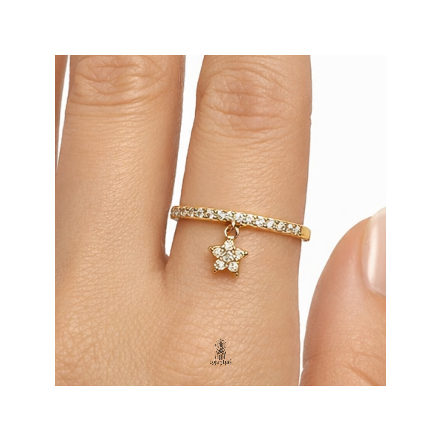 Meia Aliança com Cristais e Estrela