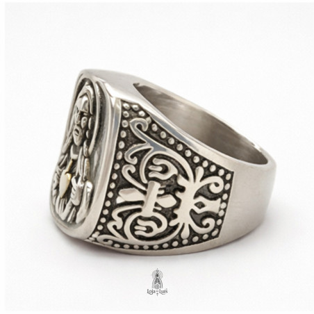 Anel Sagrado Coração de Jesus Bicolor