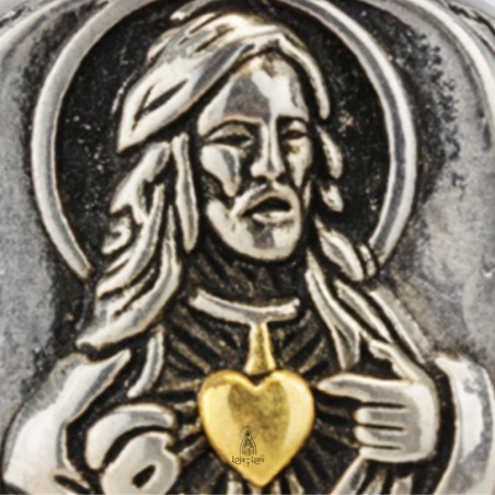 Anel Sagrado Coração de Jesus Bicolor