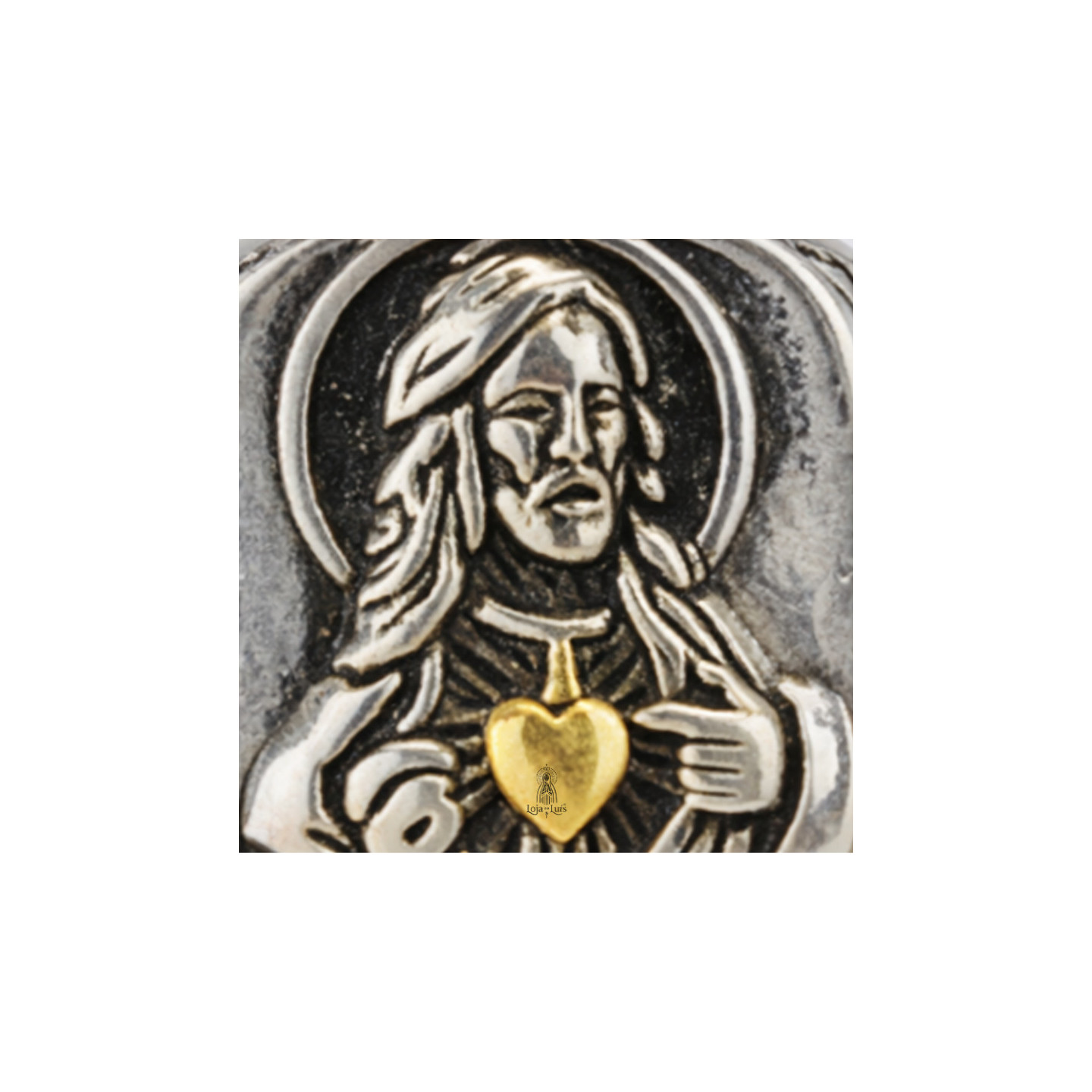 Anel Sagrado Coração de Jesus Bicolor