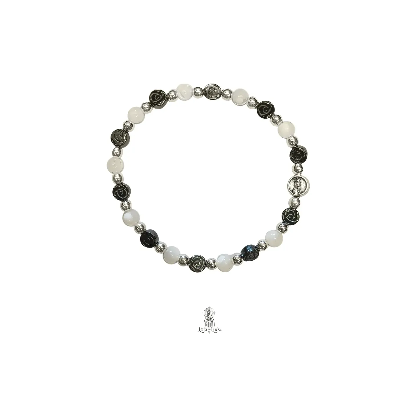 Pulseira Mista Madredrepérola e Hematite