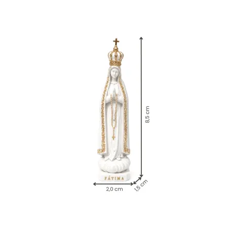 Fátima, 8,5 cm - Branca com Dourado