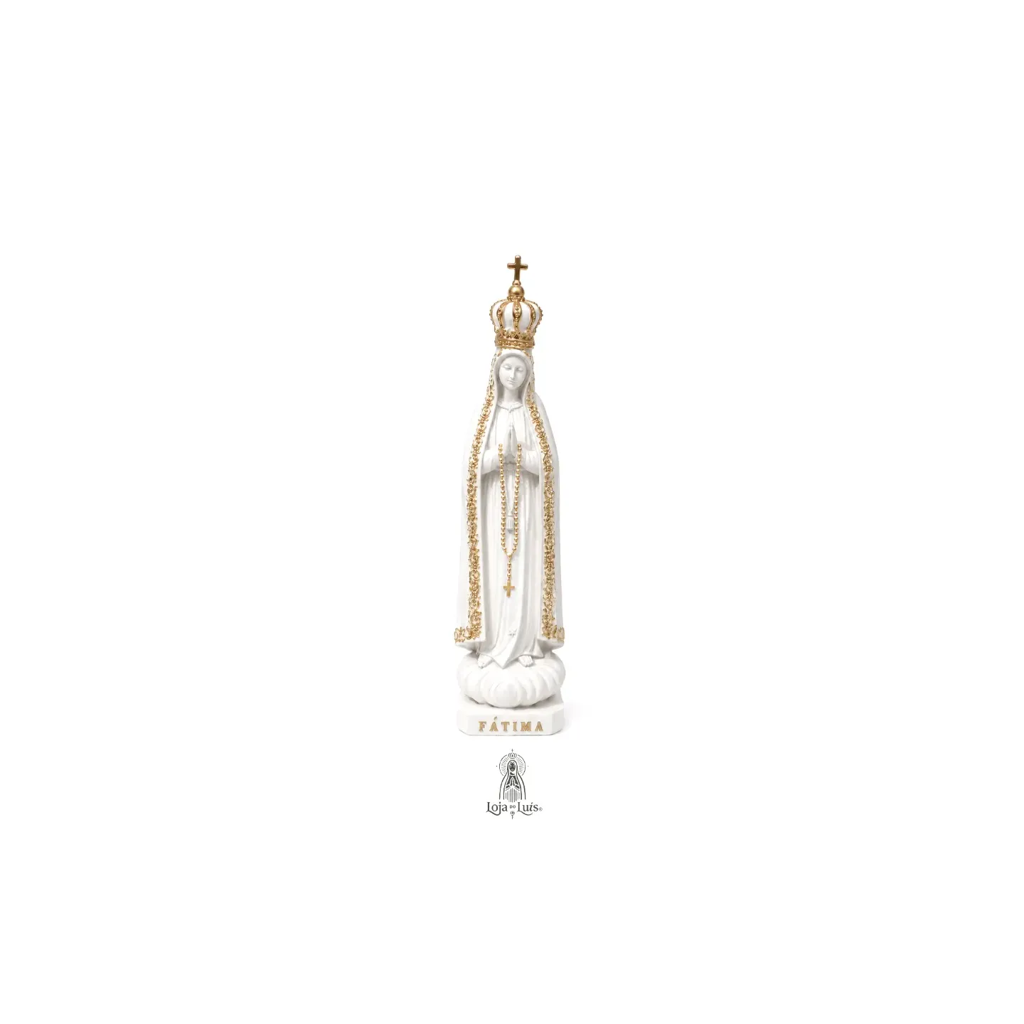 Fátima, 13,5 cm - Branca com Dourado