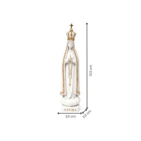 Fátima, 13,5 cm - Branca com Dourado
