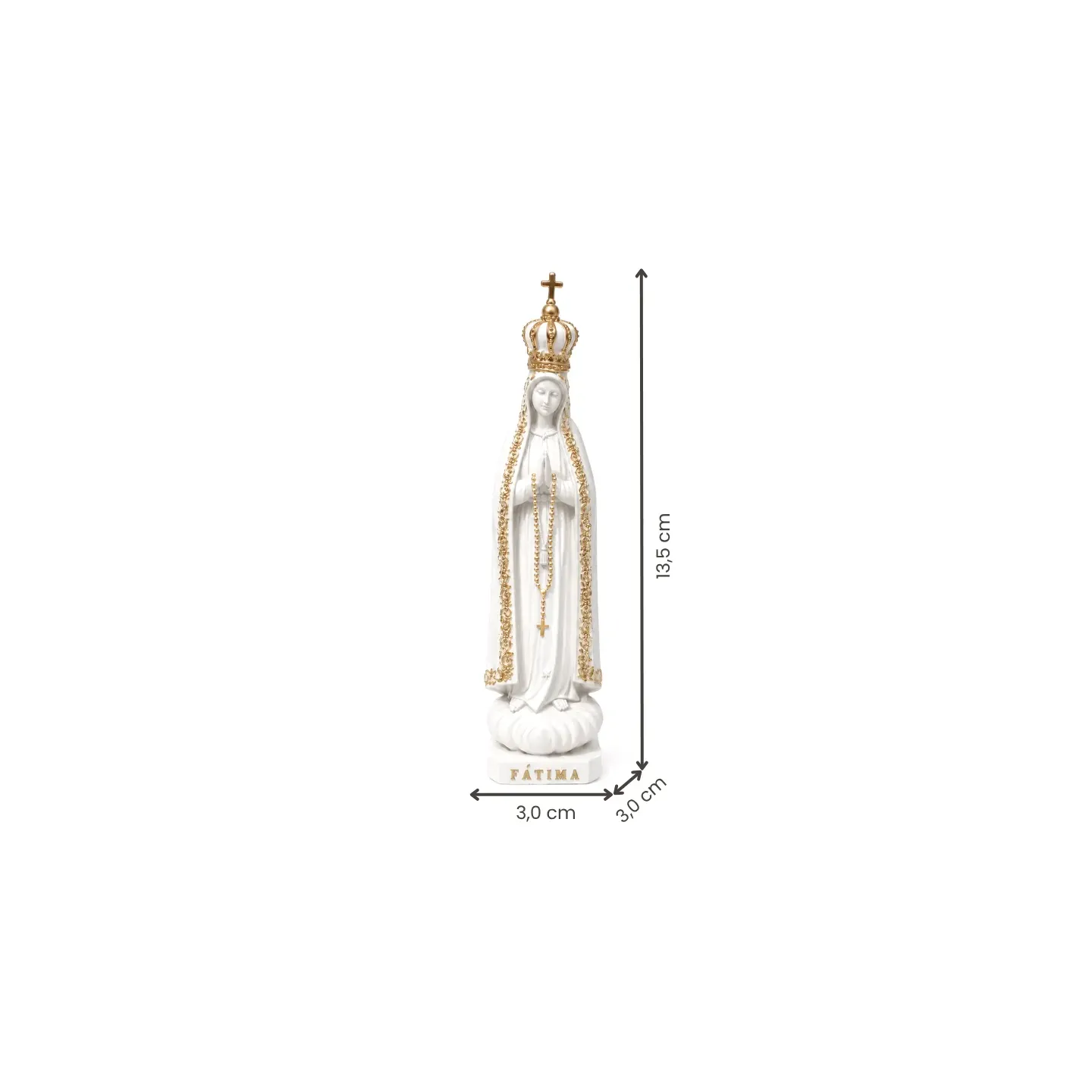 Fátima, 13,5 cm - Branca com Dourado