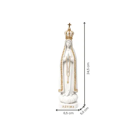 Fátima, 24,5 cm - Branca com Dourado