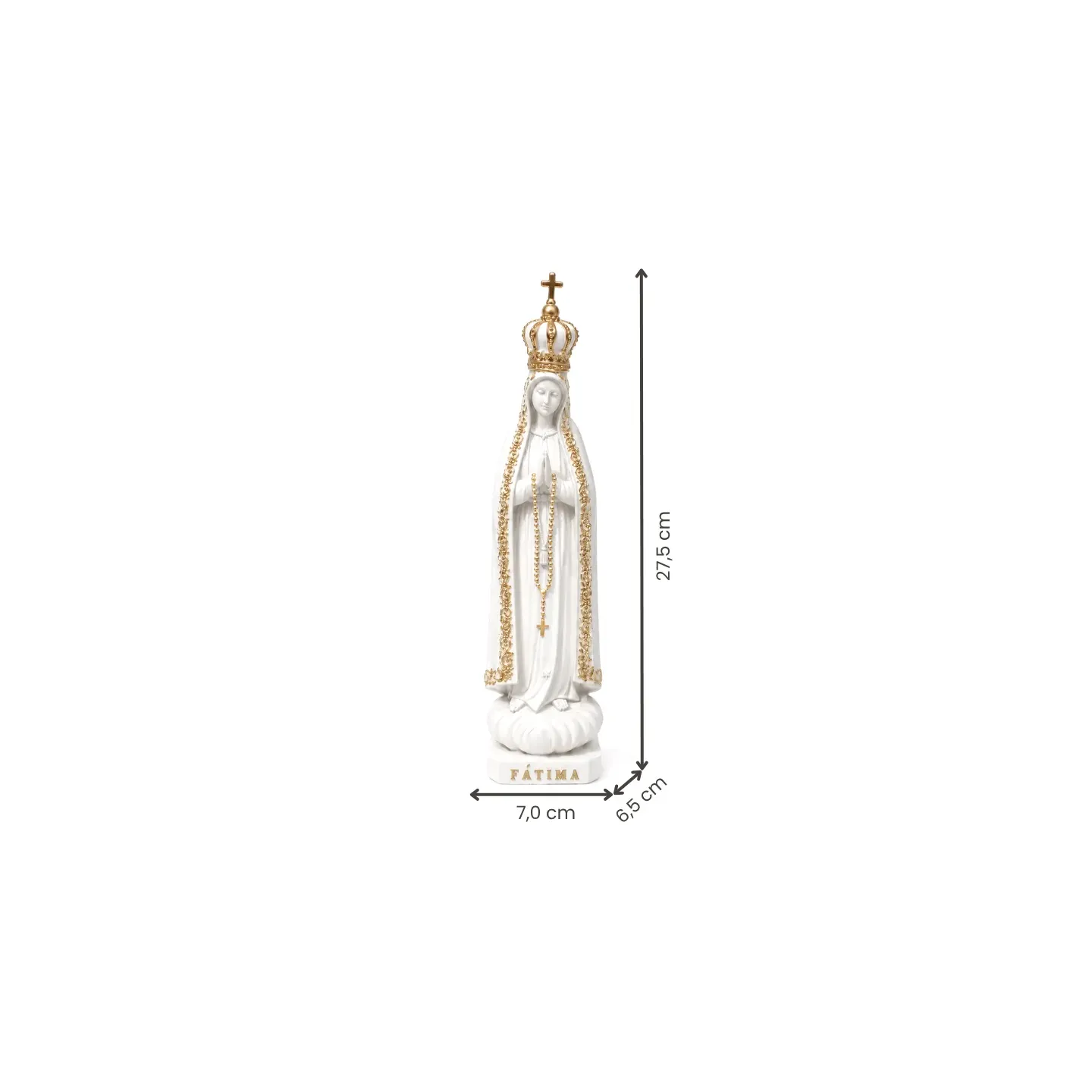 Fátima, 27,5 cm - Branca com Dourado