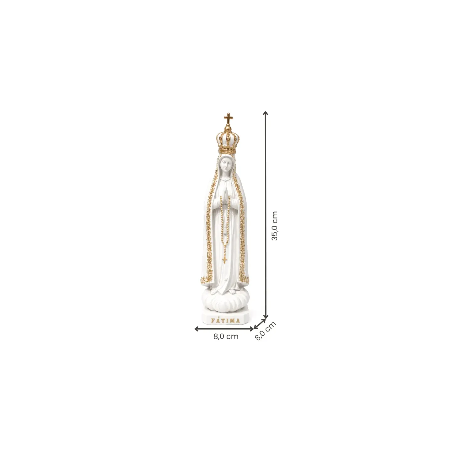 Fátima, 35 cm - Branca com Dourado