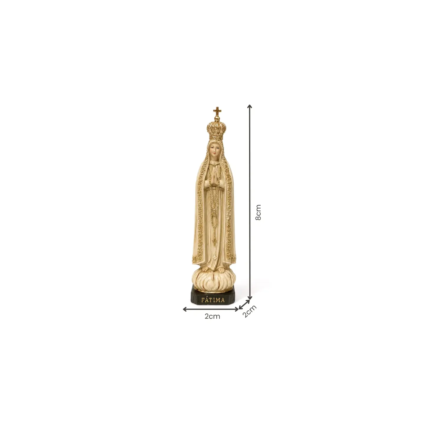 Fátima, 8,5 cm - Bege com Dourado