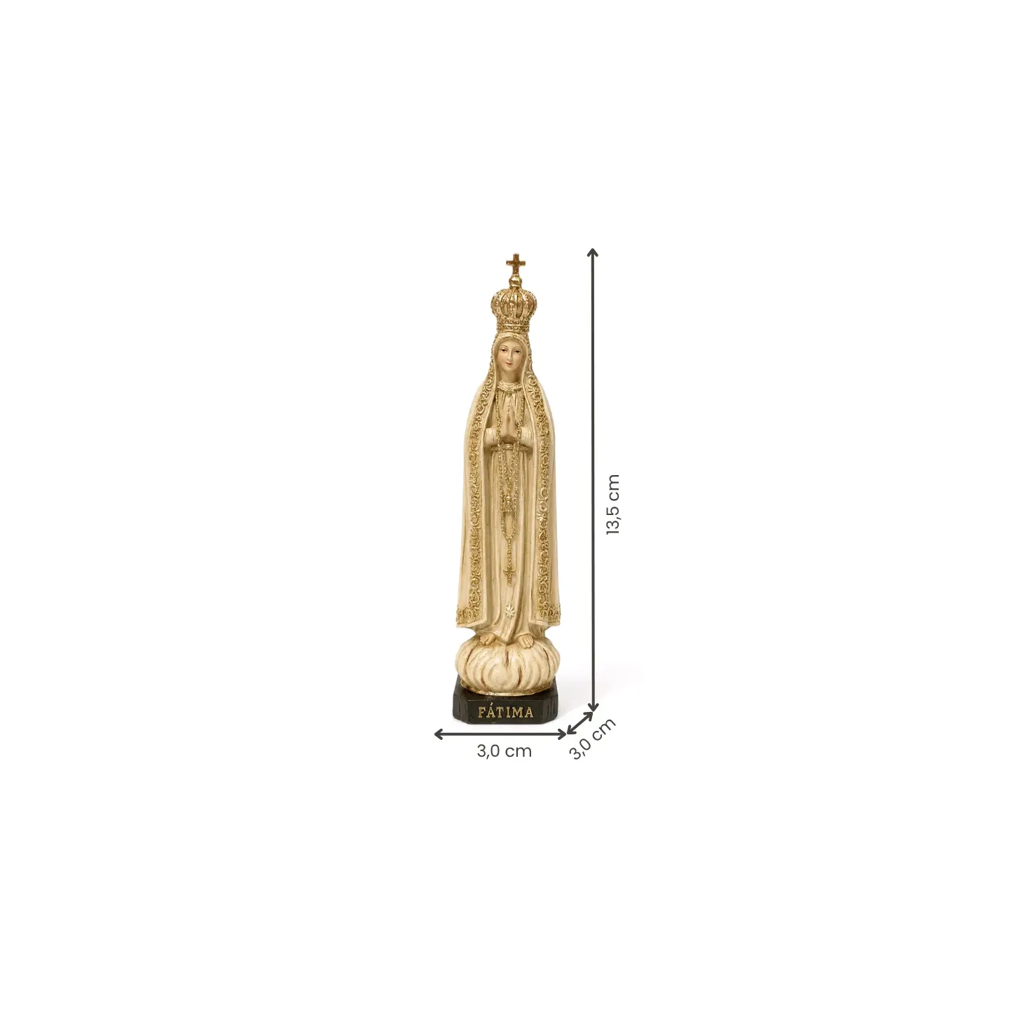 Fátima, 13,5 cm - Bege com Dourado