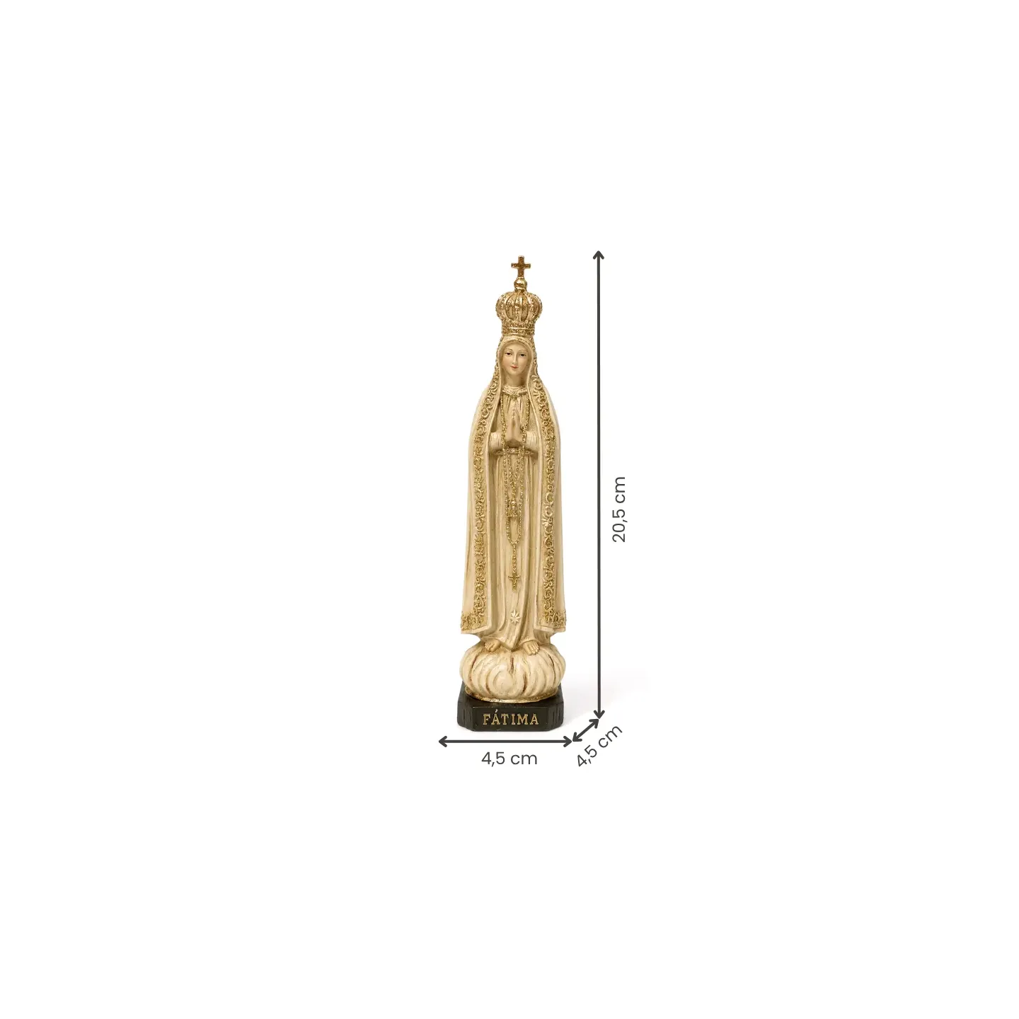 Fátima, 20,5 cm - Bege com Dourado