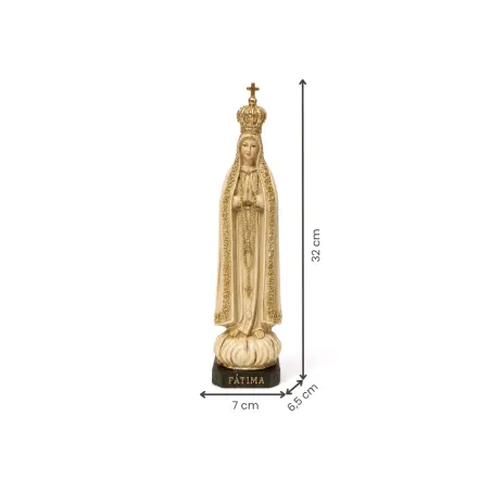 Fátima, 32 cm - Bege com Dourado