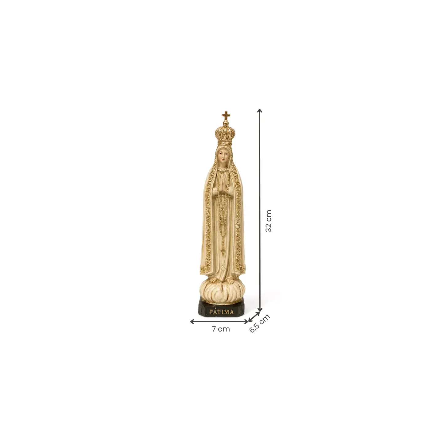 Fátima, 32 cm - Bege com Dourado