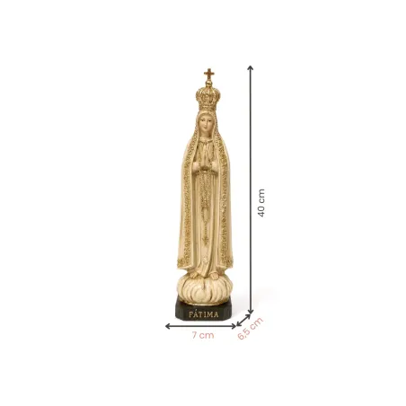 Fátima, 40 cm - Bege com Dourado