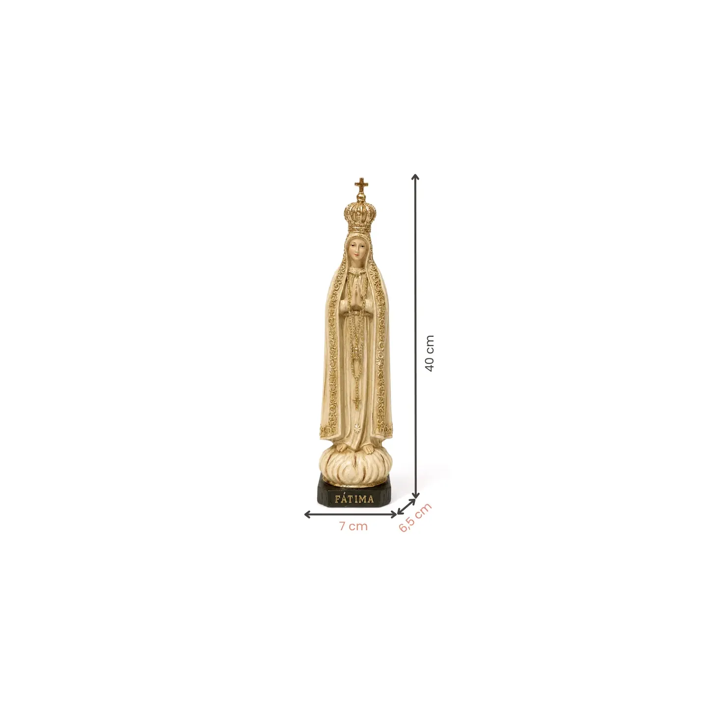 Fátima, 40 cm - Bege com Dourado