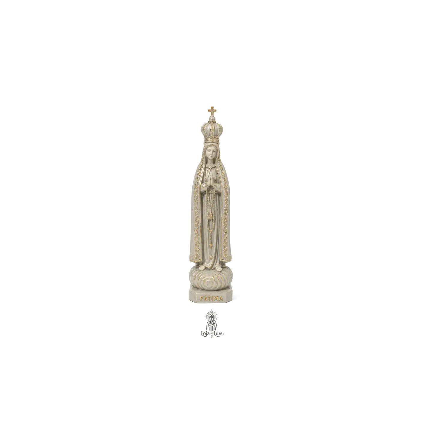 Fátima, 13,5 cm - Cinza com Dourado