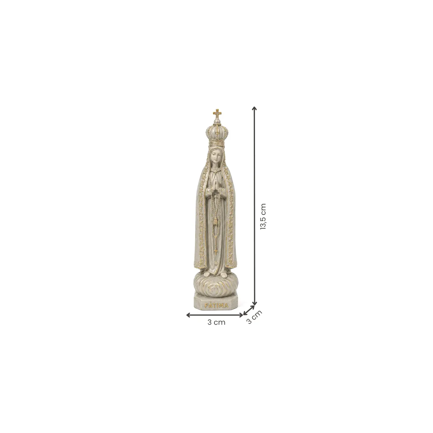 Fátima, 13,5 cm - Cinza com Dourado