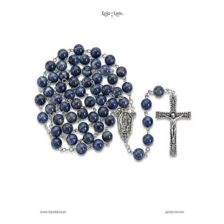 Terço Fátima, Prateado, 8mm - Sodalite