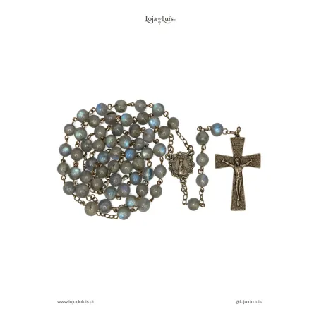 Terço Fátima, Bronze, 8mm - Labradorite
