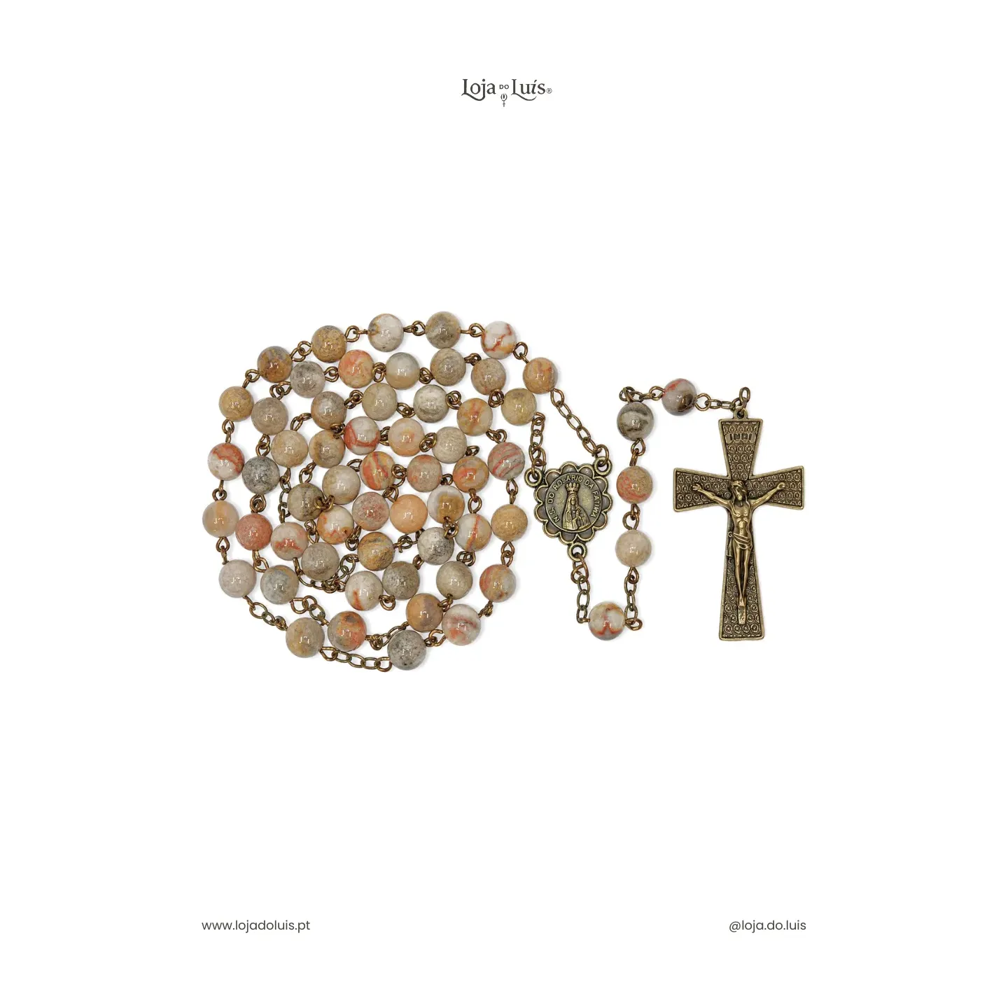 Terço Fátima, Bronze, 8mm - Ágata Crazy