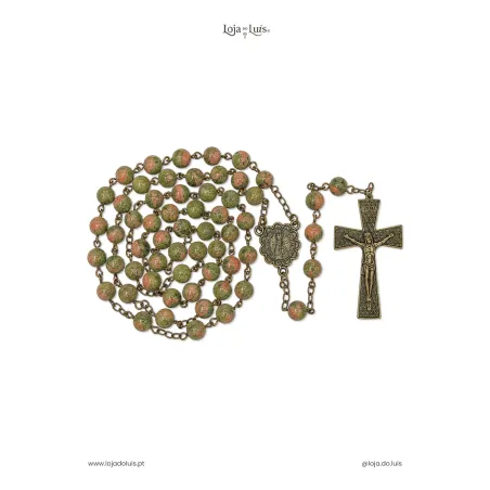 Terço Fátima, Bronze, 8mm - Unakite