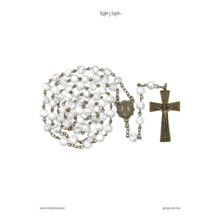 Terço Fátima, Bronze, 8mm - Howlite