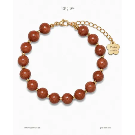 Pulseira Equilíbrio, 8mm - Pedra do Sol (Goldstone)