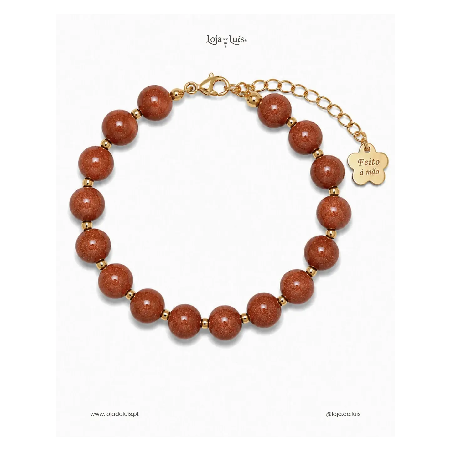 Pulseira Equilíbrio, 8mm - Pedra do Sol (Goldstone)